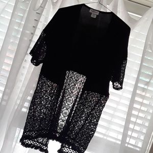 Cardigan, open front, black, lace